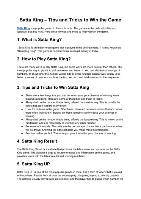 Satta King — Tips and Tricks to Win the Game .